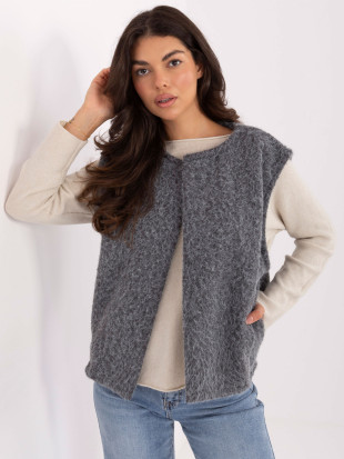 Moderne graue Strickweste mit Taschen