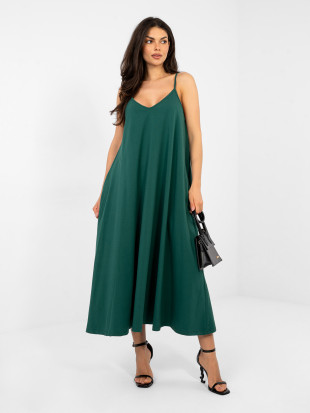 Maxi-Sommerkleid mit Trägern in Dunkelgrün