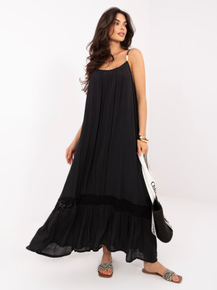 Schwarzes Maxi-Sommerkleid mit Trägern