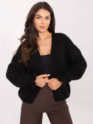 Schwarzer Cardigan mit Volant
