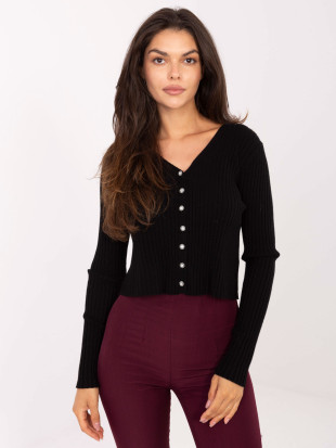 Eleganter schwarzer Pullover mit V-Ausschnitt