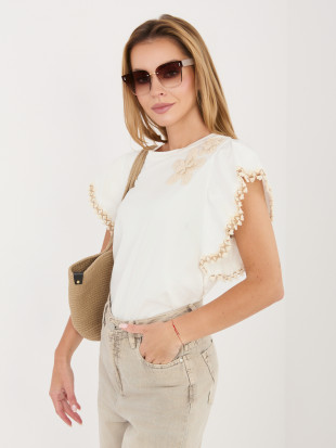 Weiße Bluse mit Applikation