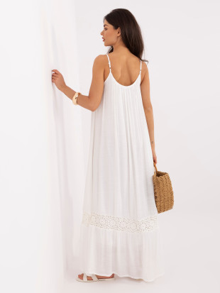 Maxi-Sommerkleid aus Baumwolle in Ecru