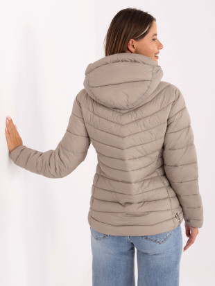 Beige gesteppte Jacke mit Kapuze