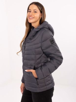 Steppjacke mit Kapuze in Graphit