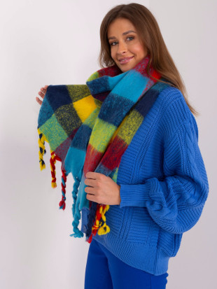 Eleganter blauer Schal mit Fransen