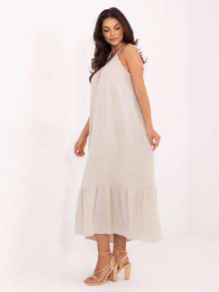 Beige ausgestellte Kleid mit Rüsche