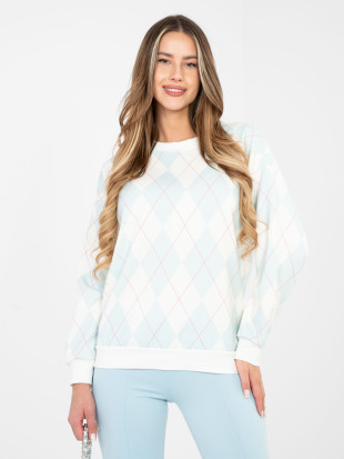 Damen-Sweatshirt in Mint mit geometrischem Muster
