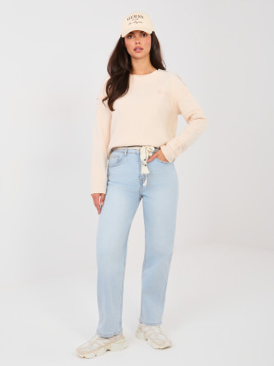 Damen-Balloon-Fit-Jeans mit hohem Bund, hellblau
