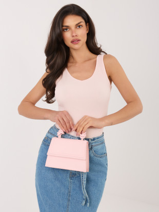 Rosa geripptes Top mit V-Ausschnitt und Trägern