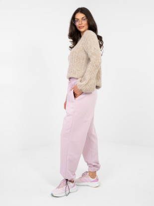 Damen-Jogger aus Baumwolle in Flieder mit hohem Bund