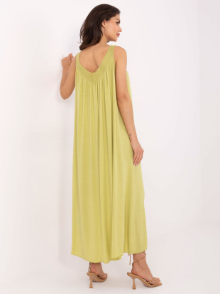 Limonkefarbene Oversize-Kleid mit V-Ausschnitt