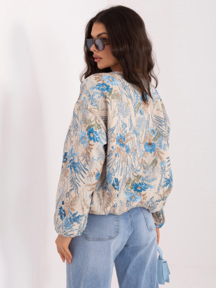 Blaue geblümte Bomberjacke ohne Kapuze