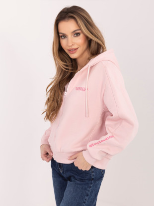Kurzes rosa Kapuzen-Sweatshirt mit Reißverschluss