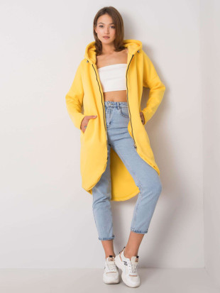 Gelbes langes Kapuzen-Sweatshirt mit Reißverschluss