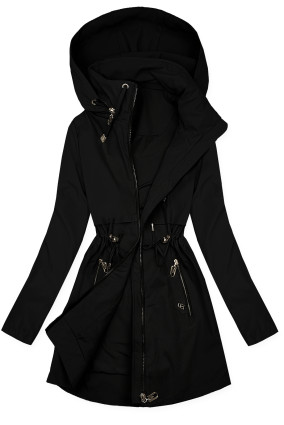 Eleganter Damen-Parka mit Golddetails Schwarz