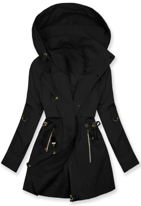 Damen-Parka mit Golddetails Schwarz