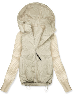 Damen-Übergangsjacke mit Strickärmeln Beige