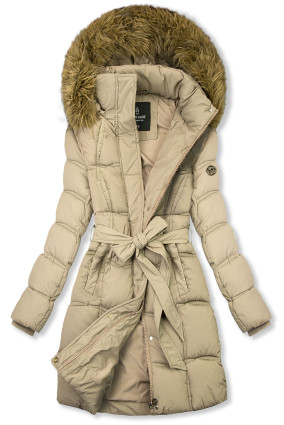 Winterjacke mit Gürtel Beige