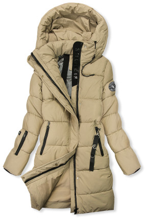 Damen-Winterjacke mit Kapuze, Beige