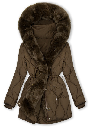 Damen-Steppjacke mit verstellbarer Taille Braun