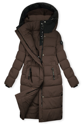 Schokoladenbraune Damen-Winterjacke mit Kapuze STORM
