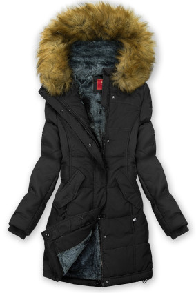 Winterjacke mit Teddy-Futter schwarz/grau